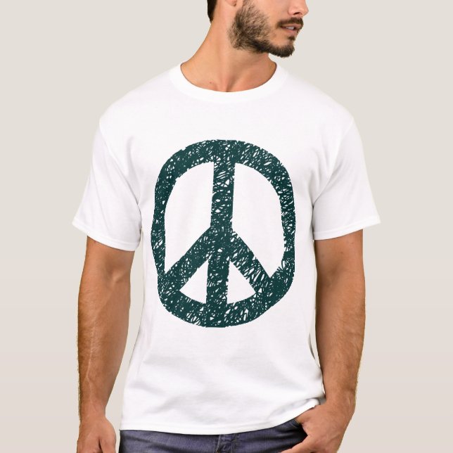 Camiseta Símbolo de Paz Escrito - Verde Escuro (Frente)