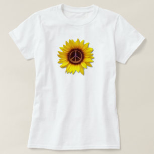 Camiseta Símbolo de Paz Interior do Girassol Ucrânia Flor