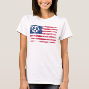 Camiseta Símbolo de Paz Patriótico na Bandeira Americana
