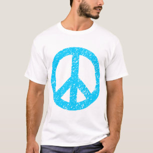 Camiseta Símbolo de paz rabiscado - Azul-céu