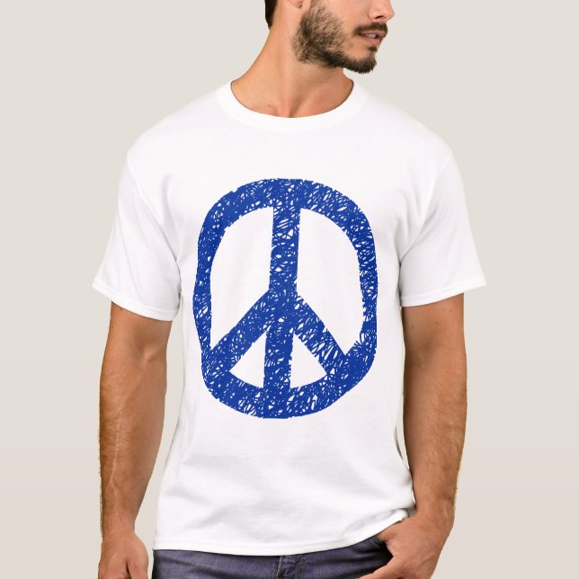 Camiseta Símbolo de paz rabiscado - Marinho azul (Frente)