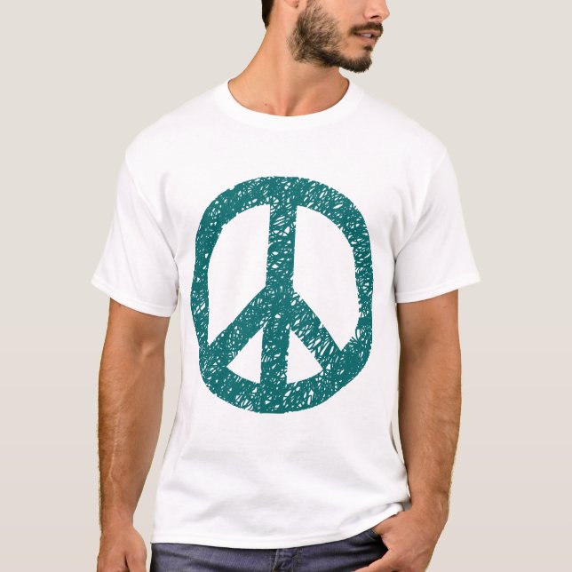 Camiseta Símbolo de paz rabiscado - Moss Green (Frente)