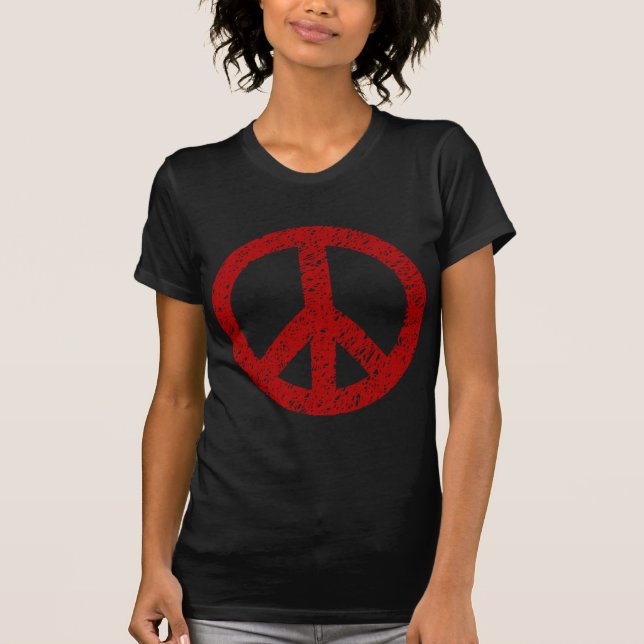 Camiseta Símbolo de paz rabiscado - Ruby Red (Frente)