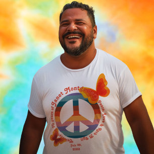 Camiseta Símbolo de Paz Retroativo Borboleta Psicodélica An