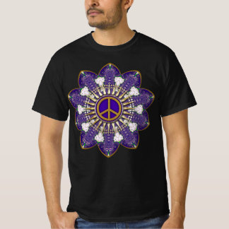 Camiseta Símbolo de Paz Roxo e Dourado Mandala