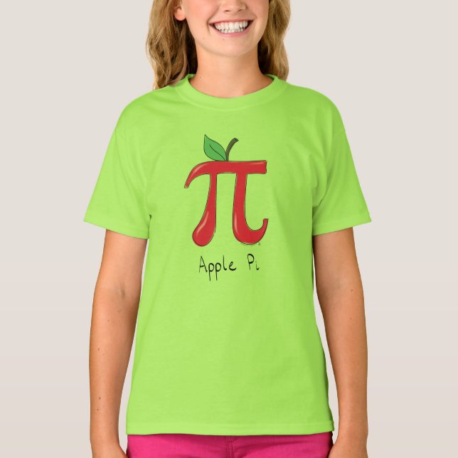Camiseta Símbolo de Pi de Math Apple Teacher Bonito Cartoon (Frente)