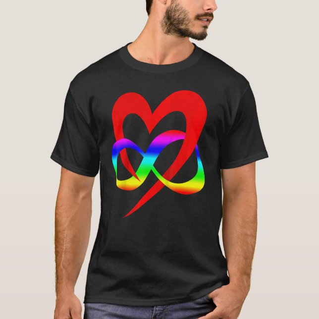 Camiseta Símbolo de poliamoria cardíaca Sinalizador LGBT Or (Frente)