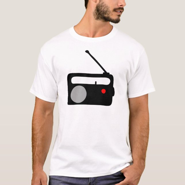 CAMISETA SÍMBOLO DE RÁDIO DO PRETO DO TRANSISTOR (Frente)