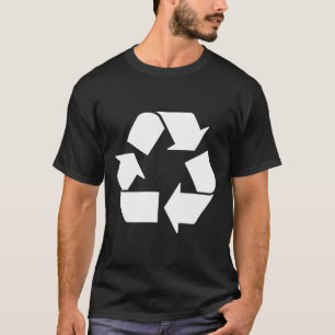 CAMISETA SÍMBOLO DE RECICLAGEM BRANCO NO PRETO