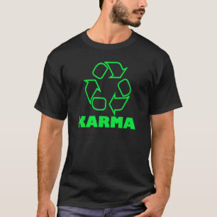 Camiseta Símbolo de Reciclagem de Karma O que Vai Volta