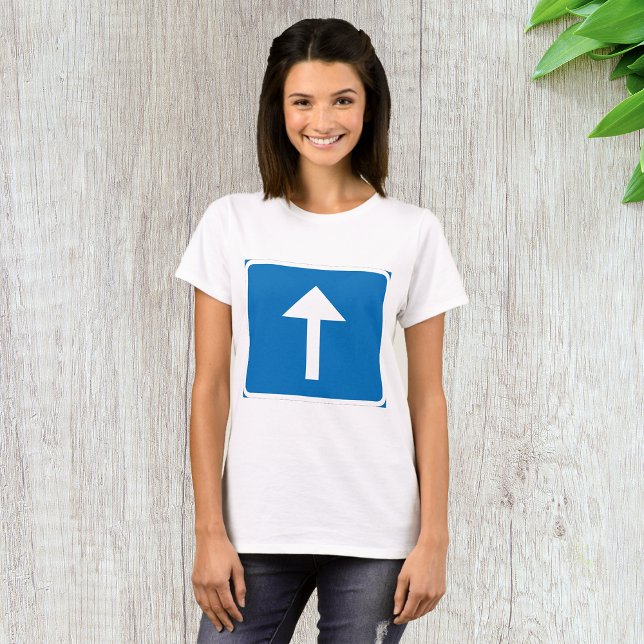 Camiseta Símbolo de Seta para Cima do Tráfego Único Azul (Criador carregado)