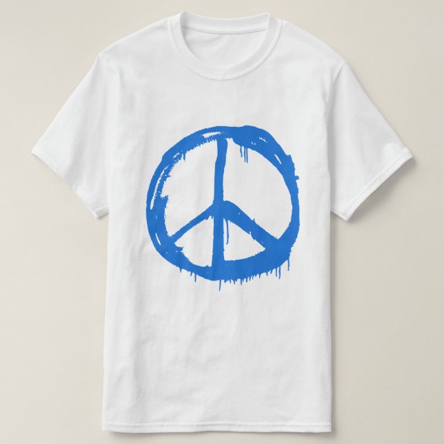 Camiseta Símbolo de sinal de paz azul (Frente do Design)