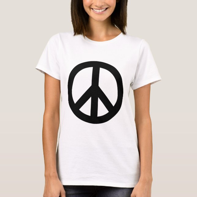 Camiseta Símbolo de Sinal de Paz Branco Preto (Frente)