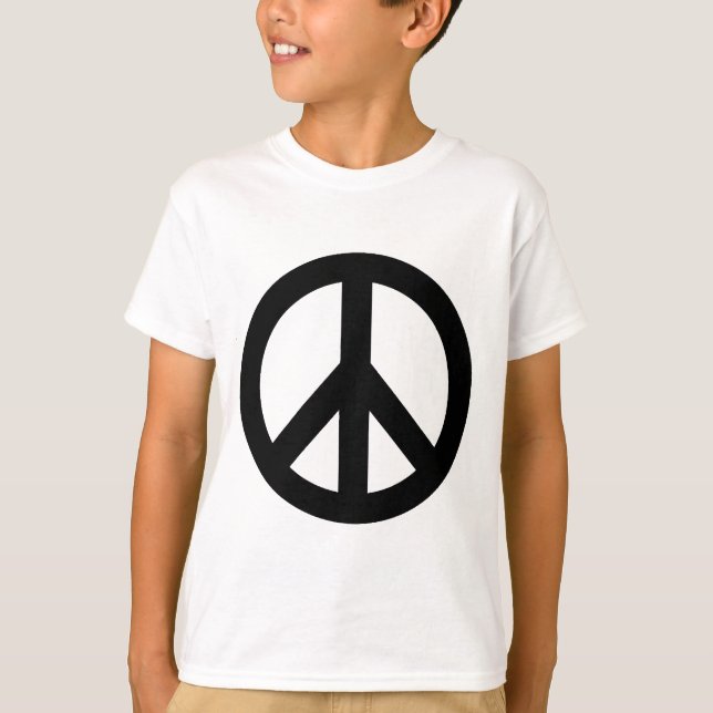 Camiseta Símbolo de Sinal de Paz Branco Preto (Frente)