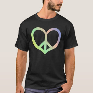 Camiseta Símbolo de Sinal de Paz Coração Hippie 60s Liberda