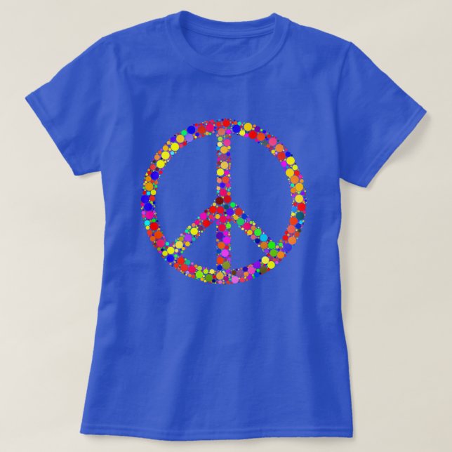 Camiseta Símbolo de sinal de paz mosaico multicolor (Frente do Design)