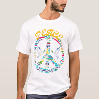 Camiseta Símbolo de Sinal de Paz para Duas Unidades Brancas