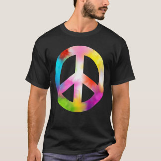 Camiseta Símbolo de Sinal de Paz Tie Dye 60s 70s Vintage Hi