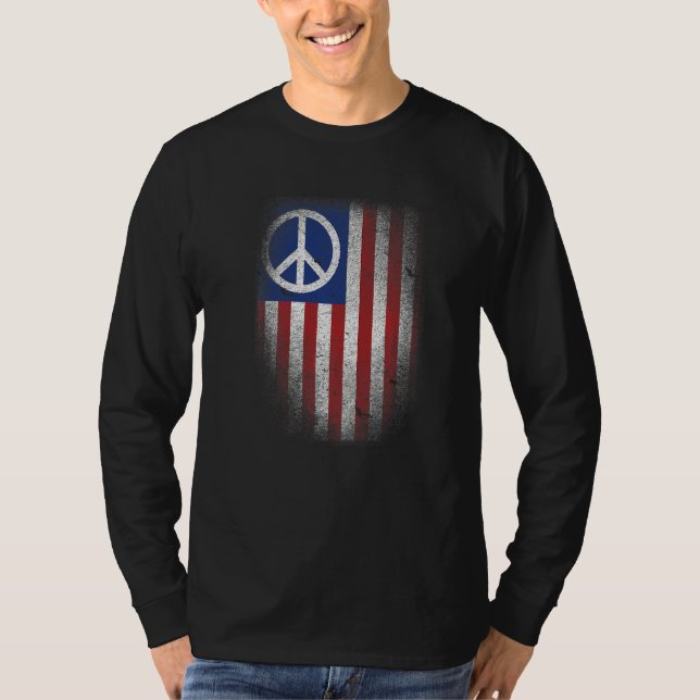 Camiseta Símbolo de Sinalizador da Paz Civil Americana Símb (Frente)