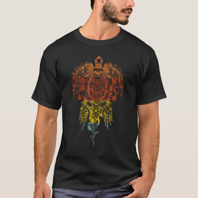 Camiseta Símbolo de Tatuagem Polinésia Tribalturtle do Hava (Frente)