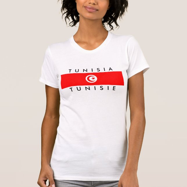 Camiseta símbolo de texto do nome do país da Tunísia (Frente)
