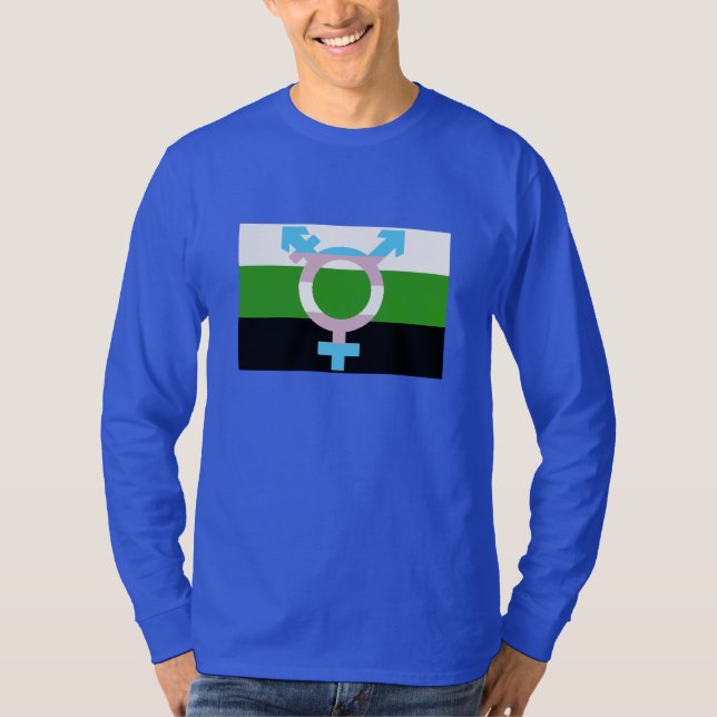 Camiseta Símbolo de Trans da Bandeira Neutrois (Frente)