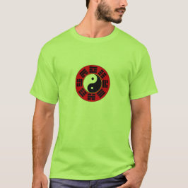 Camiseta Símbolo de trigrama do branco vermelho-preto chinê