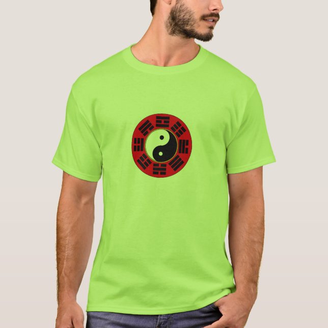 Camiseta Símbolo de trigrama do branco vermelho-preto chinê (Frente)