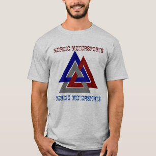 CAMISETA SÍMBOLO DE VALKNUT NORDIC COM TEXTO PERSONALIZÁV
