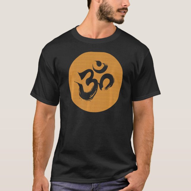 Camiseta Símbolo de Woodgrain Om Hindu (Frente)