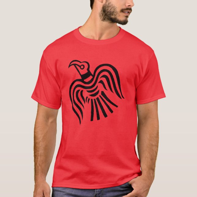 Camiseta Símbolo do corvo da bandeira de Viking (Frente)