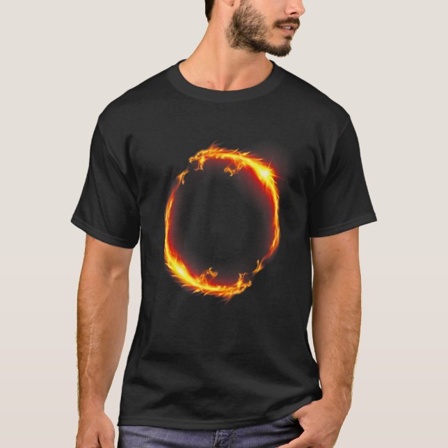 Camiseta Símbolo do Dragão Chinês Tradicional de Poder e Fo (Frente)