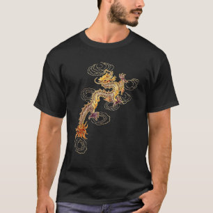 Camiseta Símbolo do Dragão Chinês Tradicional de Poder e Fo
