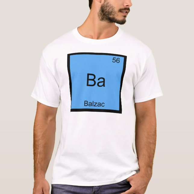Camiseta Símbolo do Elemento Químico Divertido Ba  (Frente)