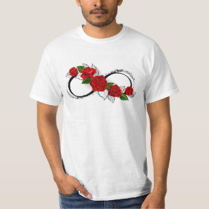 Camiseta Símbolo do Infinito com Rosas Vermelhas