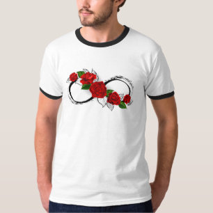 Camiseta Símbolo do Infinito com Rosas Vermelhas