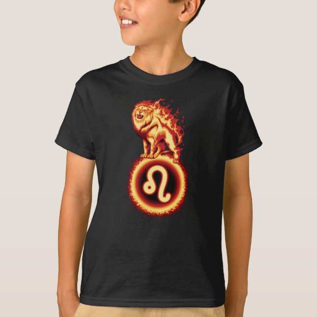 Camiseta Símbolo do Leão de Fogo - Leo Zodiac - Sinal T-Shi (Frente)