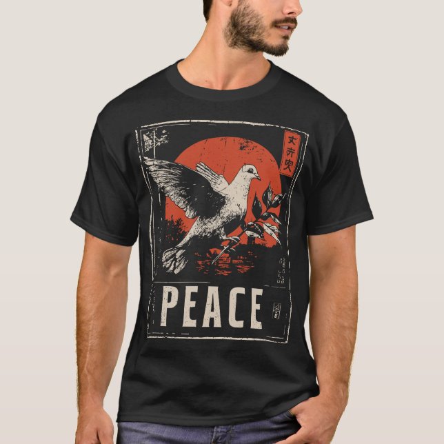 Camiseta Símbolo do Movimento de Paz Contra a Guerra da Por (Frente)