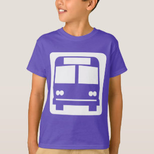 Camiseta Símbolo do ônibus - branco na obscuridade
