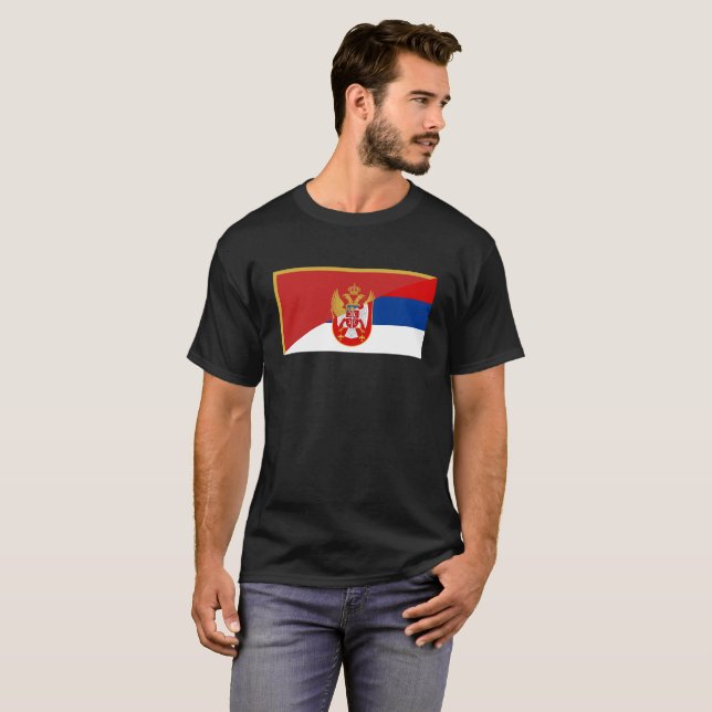 Camiseta símbolo do país da bandeira de serbia Montenegro (Frente Completa)