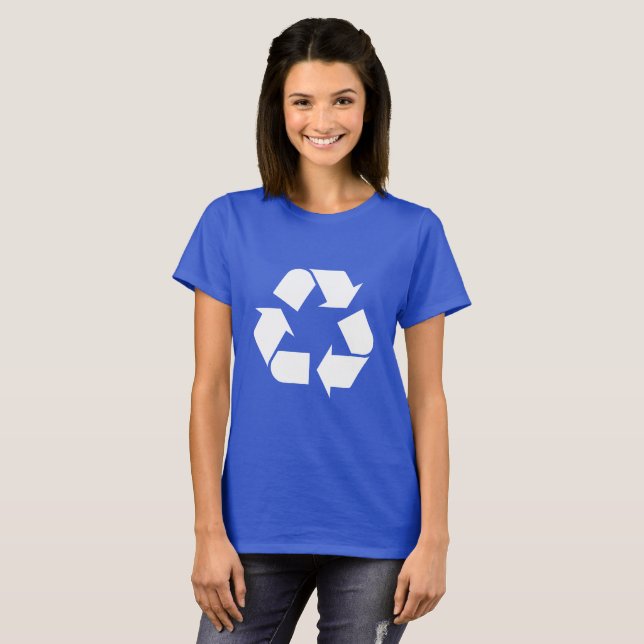 Camiseta Símbolo do reciclar no t-shirt azul (Frente Completa)