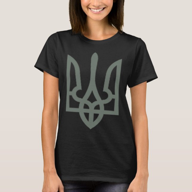 Camiseta Símbolo do Tridente Ucraniano Emblema Tryzub (Frente)