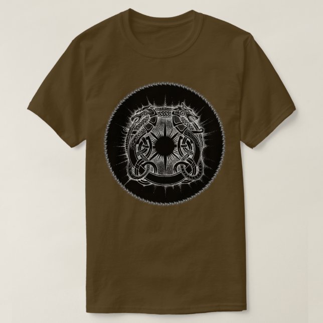 Camiseta Símbolo Dragão e Wolf Viking (Frente do Design)