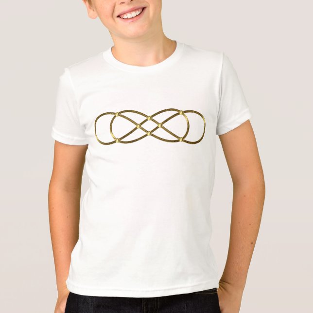 Camiseta Símbolo duplo infinito - Dourado antigo (Frente)