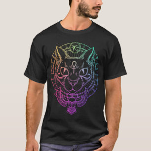 Camiseta Símbolo Egípcio do Gato Basteta Horus Scarab Egito