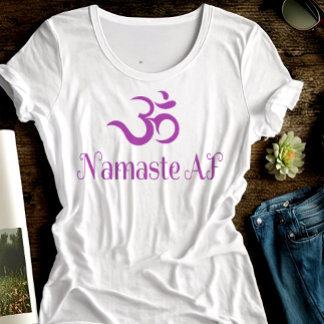 Camiseta Símbolo Engraçado Purple OM Namaste AF Diversão Le