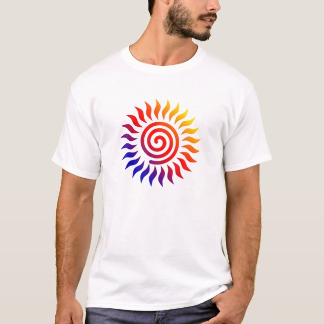 CAMISETA SÍMBOLO ESPIRAL TRIBAL COLORIDO (Frente)
