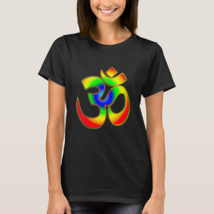 Camiseta Símbolo Espiritual de Meditação do Arco-Íris Yoga