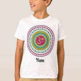 Camiseta Símbolo Espiritual Mandala Om Cor-de-rosa Verde Pe