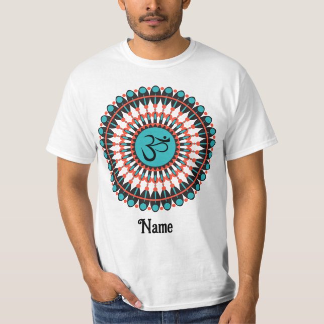 Camiseta Símbolo Espiritual Mandala Om Turquesa Personaliza (Frente)
